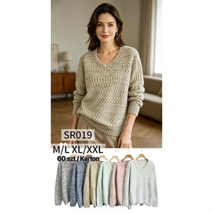 Sweter damski z dekoltem w serek M/L–XL/2XL