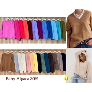 Sweter damski z dekoltem w serek
