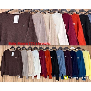 Sweter damski z dekoltem w serek