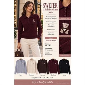 Sweter damski z kołnierzykiem polo  S/M-M/L