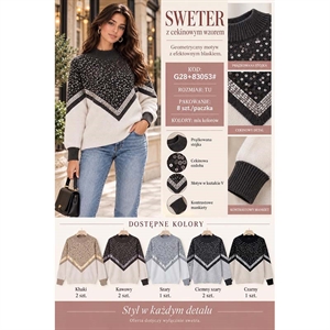 Sweter damski z półgolfem z cekinowym wzorem