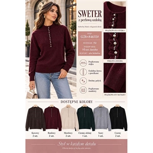 Sweter damski z perłową ozdobą