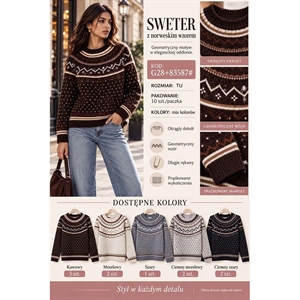 Sweter damski z norweskim wzorem