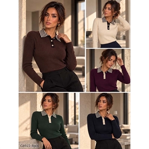 Sweter damski z dekoltem w serek