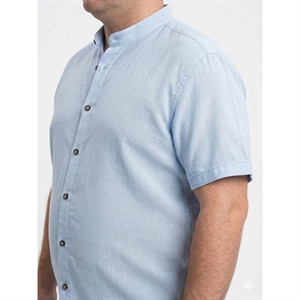 Koszula męska ala len na stójce krótki rękaw krój regular fit produkt Turecki  L-3XL