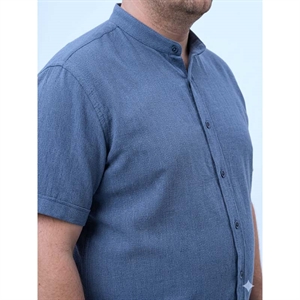 Koszula męska ala len na stójce krótki rękaw krój regular fit produkt Turecki  L-3XL