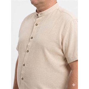 Koszula męska ala len na stójce krótki rękaw krój regular fit produkt Turecki  L-3XL