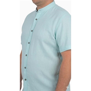 Koszula męska ala len na stójce krótki rękaw krój regular fit produkt Turecki  L-3XL