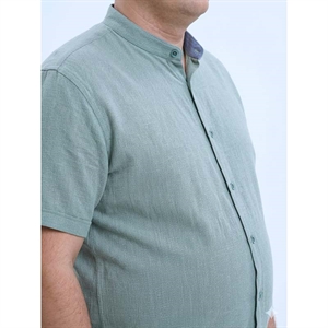 Koszula męska ala len na stójce krótki rękaw krój regular fit produkt Turecki  L-3XL