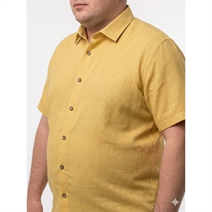 Koszula męska ala len kołnierzyk krótki rękaw krój regular fit produkt Turecki  L-3XL