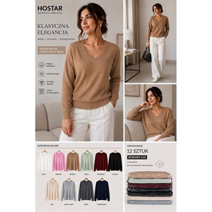 Sweter damski z dekoltem w serek  L/XL