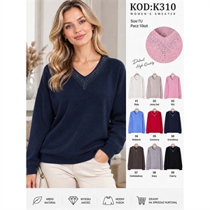 Sweter damski z dekoltem w serek