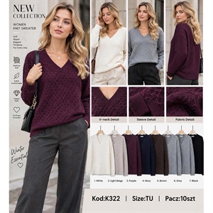 Sweter damski z dekoltem w serek