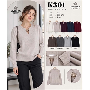 Sweter damski z dekoltem w serek  S/M-L/XL