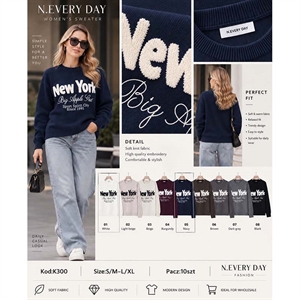 Sweter damski okrągły  S/M-L/XL