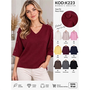 Sweter damski z dekoltem w serek