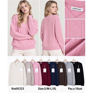 Sweter damski z dekoltem w serek  S/M-L/XL