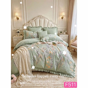 Komplet pościel najmodniejszy falbanka bawełna -satyna  200x220cm 3cz