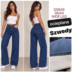 Ocieplane jeansy szerokie nogawki  36-44