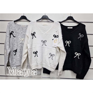 Sweter damski z dekoltem w serek - Produkt Włoski