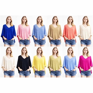 Sweter damski z dekoltem w serek