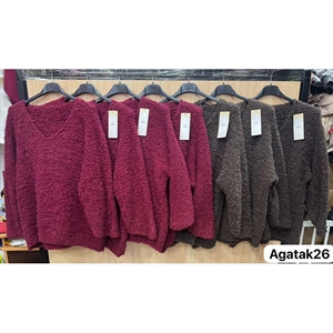 Sweter damski z dekoltem w serek