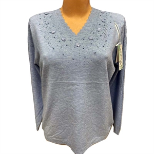 Sweter damski z dekoltem w serek  L-3XL