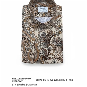 Koszula męska z cyfrowym nadrukiem elastanu produkt Turecki  M-2XL