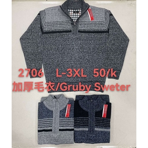 Sweter gruby męski na pół suwak  L-3XL
