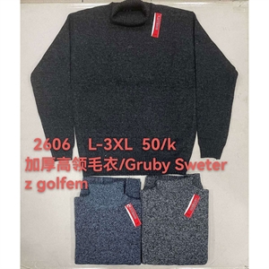 Sweter gruby męski z półgolfem  L-3XL