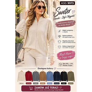 Sweter damski rozpinany na zamek  M/L-L/XL