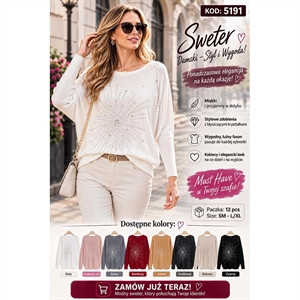Sweter damski okrągły  S/M-L/XL