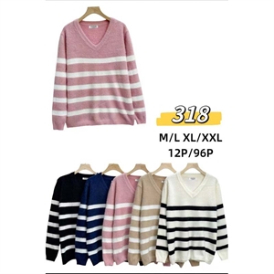 Sweter damski z dekoltem w serek  M/L-XL/2XL