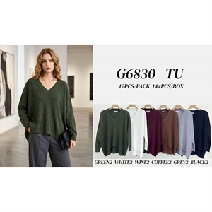 Sweter damski z dekoltem w serek