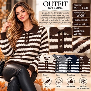 Sweter damski z dekoltem w serek  M/L-L/XL