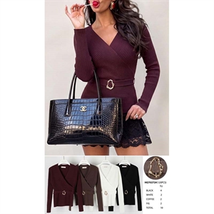 Sweter damski z dekoltem w serek