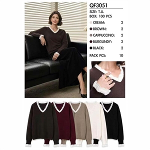 Sweter damski z dekoltem w serek