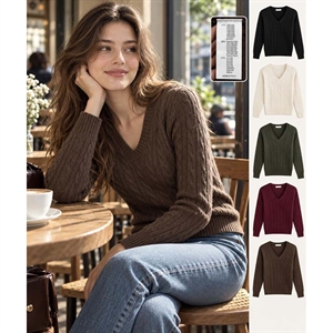 Sweter damski z dekoltem w serek