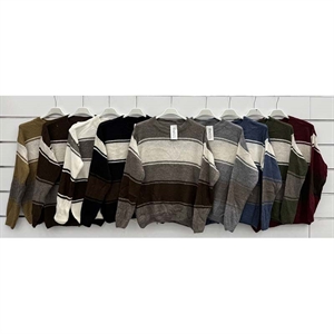 Sweter damski okrągły w paski