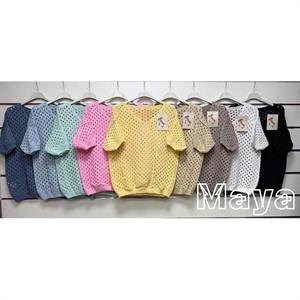 Ażurowy sweter damski z dekoltem w serek