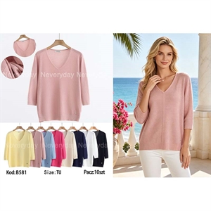 Sweter damski z dekoltem w serek