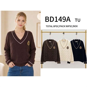 Sweter damski z dekoltem w serek
