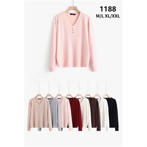 Sweter damski z dekoltem w serek  M-2XL