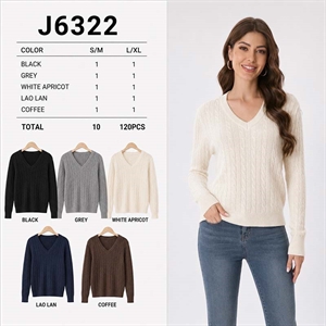 Sweter damski z dekoltem w serek  S/M-L/XL