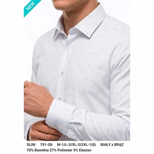 Koszula męska wzory z elastanem długi rękaw krój slim fit produkt Turecki  M-2XL