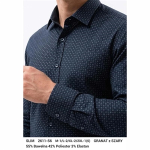 Koszula męska wzory z elastanem długi rękaw krój slim fit produkt Turecki  M-2XL