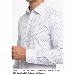 Koszula męska wzory z elastanem długi rękaw krój slim fit produkt Turecki  M-2XL