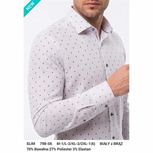 Koszula męska wzory z elastanem długi rękaw krój slim fit produkt Turecki  M-2XL