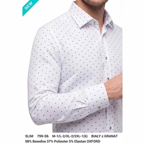 Koszula męska wzory z elastanem długi rękaw krój slim fit produkt Turecki  M-2XL