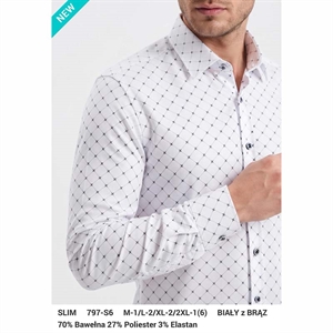 Koszula męska wzory z elastanem długi rękaw krój slim fit produkt Turecki  M-2XL